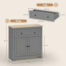 Credenza Cucina Bassa 78.5x35x80 cm con Cassetto e Armadietto in Legno Grigio      