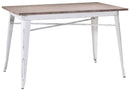 Tavolo Rettangolare in Metallo Top in Legno Bristol Bianco Antico
