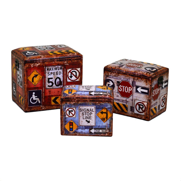 prezzo Set mit 3 Hockern aus Kunstleder 42x32H38 cm Adami Segnali Autostradali