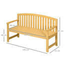 Panchina da Giardino 2 Posti con Seduta e Schienale a Doghe 143x51x85 cm in Legno di Abete 