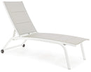 Lettino Prendisole da Giardino 61x192x105 cm con Ruote in Alluminio Bianco
