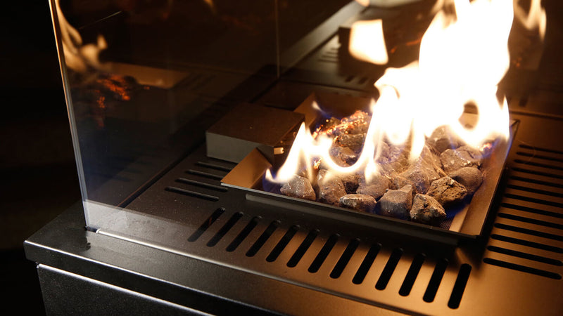 Stufa a Gas da Esterno 154,70x48,2x48,2cm Flig Gastonia Bianco Lucido con Vetri