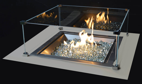 Eingebauter LPG-Gasbrenner mit Kamineffekt 46 x 46 x 20 cm 9,7 kW in Steel Italkero Square sconto