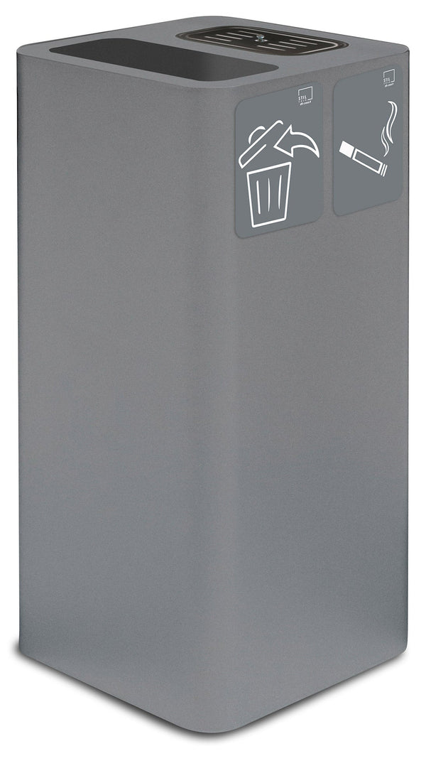 online Pattumiera Per Raccolta Rifiuti 38x38xh80 cm In Acciaio Verniciato con Coperchio Basculante Grigio