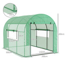 Serra a Tunnel per Orto 3x2x2 m con Porte Avvolgibili e Finestre in Acciaio e PE Anti UV Verde      