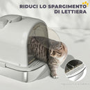 Lettiera Gatto Chiusa L 52,4x41,3x39,9 cm con Maniglia Paletta Pacchetto Deodorante e Antiperdita in Acciaio Inox e ABS Grigio      