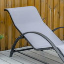 Set di 2 Lettini Prendisole 59x169x66 cm e Tavolino con Piano in Vetro Grigio Chiaro      