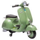 Moto Elettrica per Bambini 3+ Anni Licenza Piaggio Vespa 7,2 V 81x37x63 cm con Rotelle Rimovibili 3-5 km/h Max 30 kg in PP Verde      