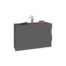 Mobile Multiuso 2 Ante 4 Cassetti Onda 124x40x81 cm Finitura in Melamina Antracite Opaco 
