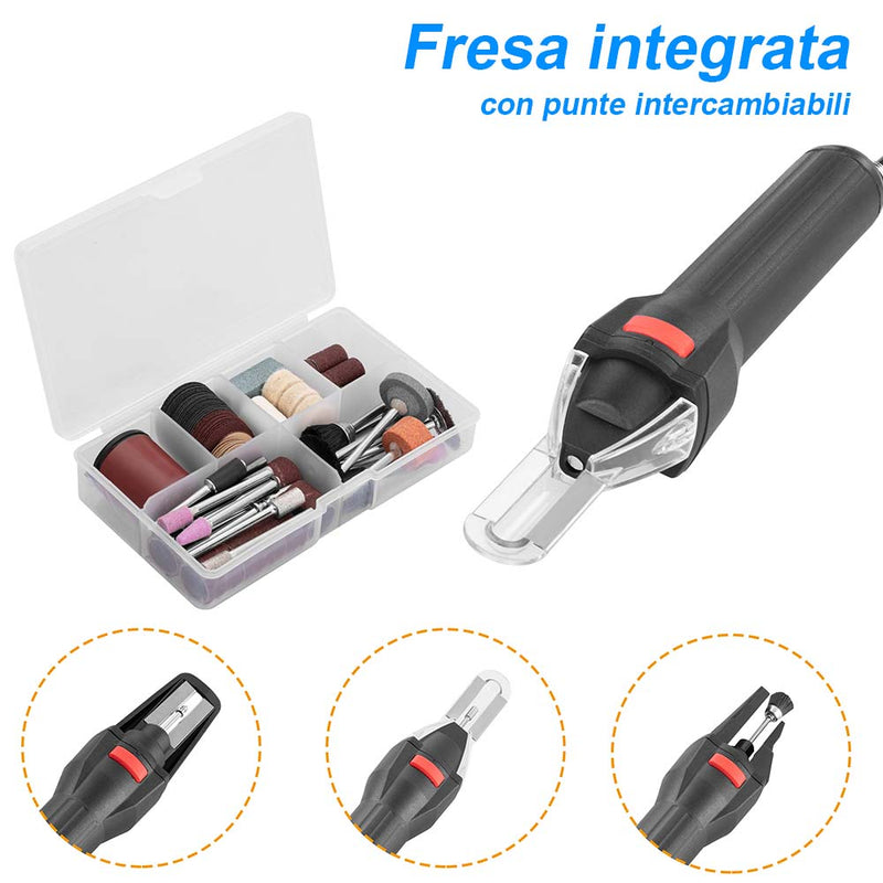 Affilatrice Affila coltelli Forbici Punte Trapano Elettrico + Minitrapano Fresa