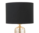 Lampada da Tavolo Glam Towy Ø25x51 cm in Ferro e Tessuto Nero e Oro
