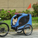 Rimorchio per Cani da Bicicletta Azzurro e Nero 130x90x110 cm 