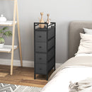 Cassettiera Slim Salvaspazio 20x43x81,5 cm con 4 Cassetti Telaio in Acciaio in Tessuto Nero      