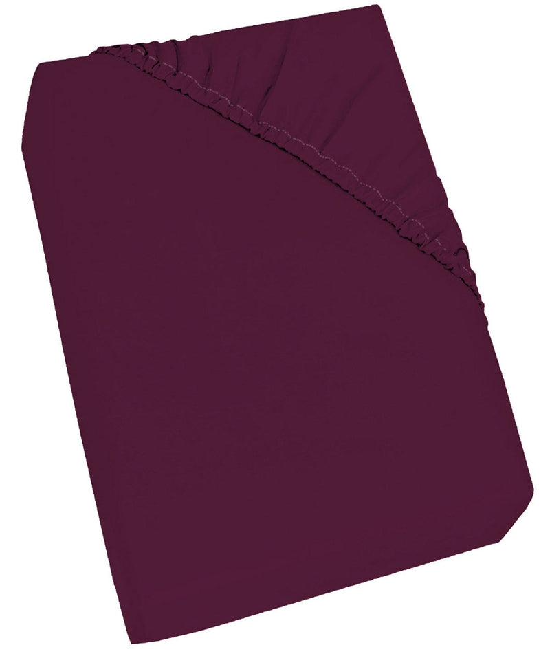 Lenzuolo Sotto con Angoli ed Elastico Tinta Unita Prugna