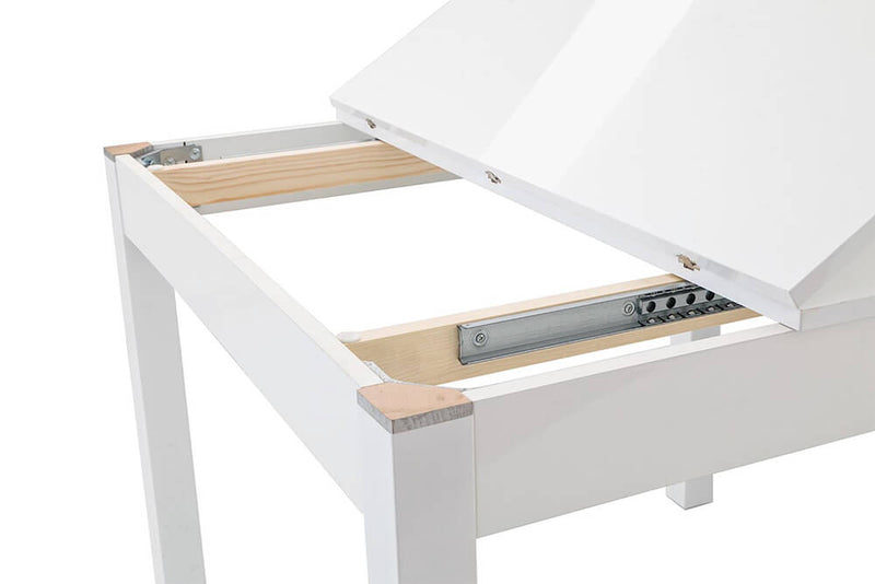 Tavolo da Pranzo Allungabile a Libro in Melamina 100/200x100x78cm TFT  Raff Bianco Lucido