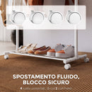 Appendiabiti da Terra 86x43x171 cm Portata 9 kg con Ruote 5 Ganci e Ripiano Inferiore Porta Scarpe in Metallo Bianco      