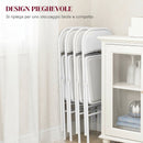 Set 4 Sedie Pieghevoli Imbottite 45x46x78 cm in Finta Pelle PU e Acciaio Bianco      