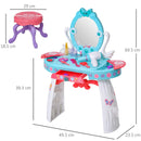 Postazione Trucco Specchiera Giocattolo per Bambini con Sgabello   Azzurra