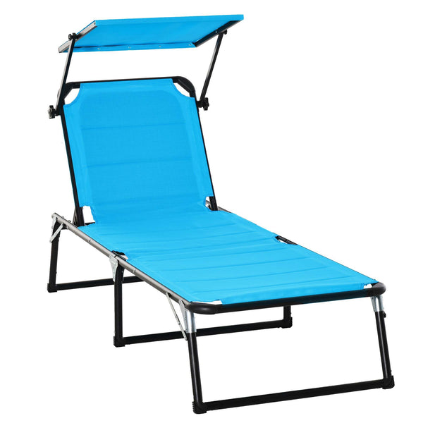 Klappbare Garten-Sonnenliege 66 x 164 x 84,5 cm aus Aluminium und blauem Textilene sconto