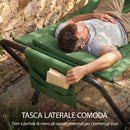 Amaca da Giardino 237x90x92 cm con Supporto Tasca Laterale e Poggiatesta in Metallo e Poliestere Verde Scuro      