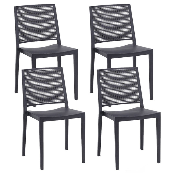 sconto Satz von 4 stapelbaren Stühlen 81 x 46 x 56 cm aus Polypropylen und Fiberglas Porto Anthrazit