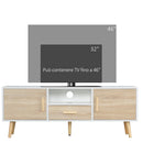 Mobile Porta TV Basso max 46" 140x40x55,3 cm con Ripiano Cassetto e 2 Armadietti in Truciolato e Pino