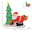 Babbo Natale con Albero Gonfiabile 190x100x210 cm con Luci a LED 