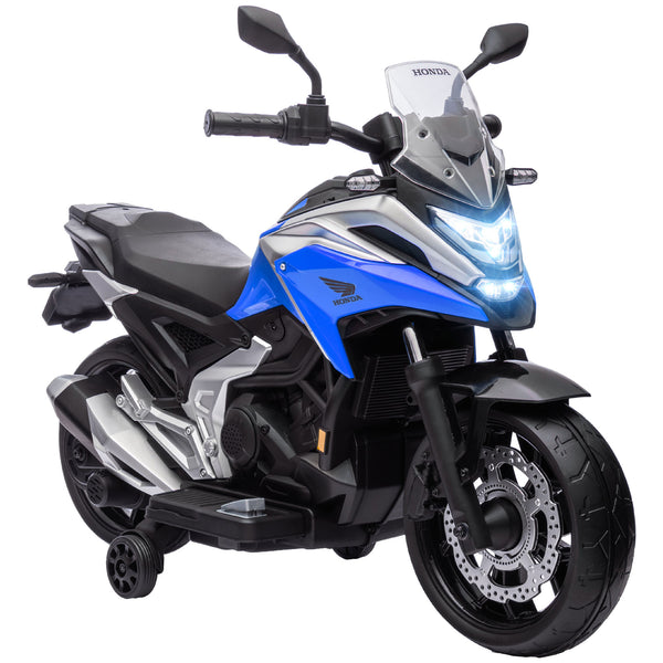 online Moto Elettrica per Bambini 3-6 Anni Licenza HONDA NC750X 12V Doppi Motori Rotelle 3 km/h Max 30kg Blu