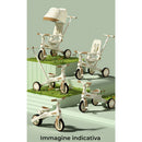 Passeggino Triciclo 70x30x96 cm con Sedile Girevole 360° Trasformabile in Bicicletta Pedagogica Bianco e Beige    