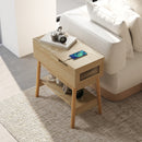 Tavolino da Salotto in Stile Boho 30x60x60,5 cm con Vano a Scomparsa in MDF color Legno 