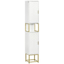 Mobile Colonna Bagno 30x30x170,7 cm in MDF e Acciaio Bianco e Oro