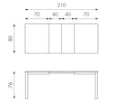 Tavolo Allungabile 130/210x80x76 cm in Legno Top in Melaminico Bianco Frassinato