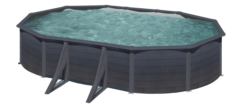 Piscina Ovale Fuori Terra 610x375xh120 cm in Acciaio e PVC Gre Kea