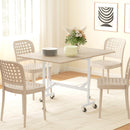 Tavolo Pieghevole Industriale 120x80x73 cm a 2 Ribalte con Rotelle in Truciolato e Acciaio Rovere      