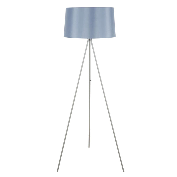 Dreibein-Stehlampe aus Metall mit grauem Leinenschirm Ø48x156 cm online