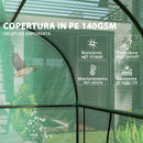 Serra da Giardino 200x100x178 cm 2 Porte Avvolgibili Copertura in PE 140g/m² Anti-UV Verde      