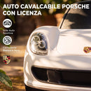 Auto Cavalcabile a Spinta per Bambini 18-36 Mesi Licenza Porsche 63x28,5x38 cm con Clacson Fari Suoni in PP Bianco      
