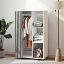 Stand Appendiabiti 80x40x128 cm con 4 Ruote Ripiani Aperti Asta per Vestiti e Tende per Guardaroba in Pannello di Particelle Bianco      