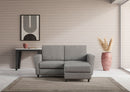 Divano 2 Posti con Pouf 152x155x85 cm Yasel in Tessuto Grigio