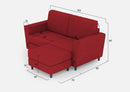 Divano 2 Posti con Pouf 152x155x85 cm Yasel in Tessuto Rosso