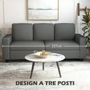 Divano 3 Posti 237x94x102 cm con Cuscini Rivestimento Effetto Lino Grigio  