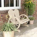Panchina da Giardino 108x66x95 cm Stile Country con Braccioli a Ruota in Legno Naturale      
