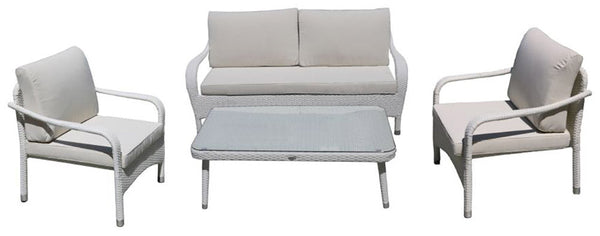 Garten-Lounge-Set aus Polyrattan-Sofa, 2 Sesseln und Adami Adila White Couchtisch prezzo