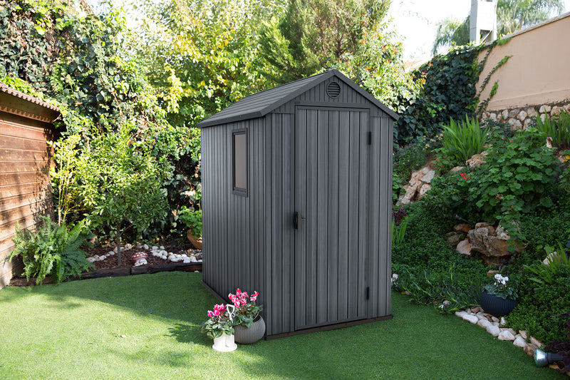 Casetta da Giardino Porta Attrezzi 125,8x184,5x205,1 cm in Resina Keter Darwin 4x6 Grigia