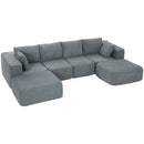 Divano Modulabile ad Angolo 294x165x70 cm con Cuscini in Tessuto Effetto Velluto Grigio Scuro      