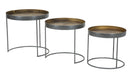 Tavolinetti Bassi Opis Set 3 Pz Ø50,5x48-46x43-40,5x38 cm in Ferro Nero e Bronzo