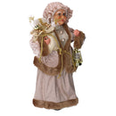 Babbo natale in tessuto signora con lanterna oro cm xh45