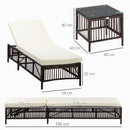 Set 2 Lettini Prendisole con Cuscini Imbottiti e Tavolino in Rattan PE   Marrone e Beige