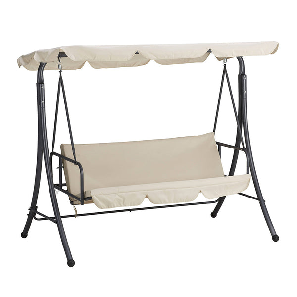 acquista Schaukelsofa 3-Sitzer mit neigbarer Rückenlehne für Bettfunktion Beige Bali