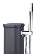 Mini Doccia Solare da Giardino 20L Miscelatore Lavapiedi e Doccetta Grigio Metallizzato